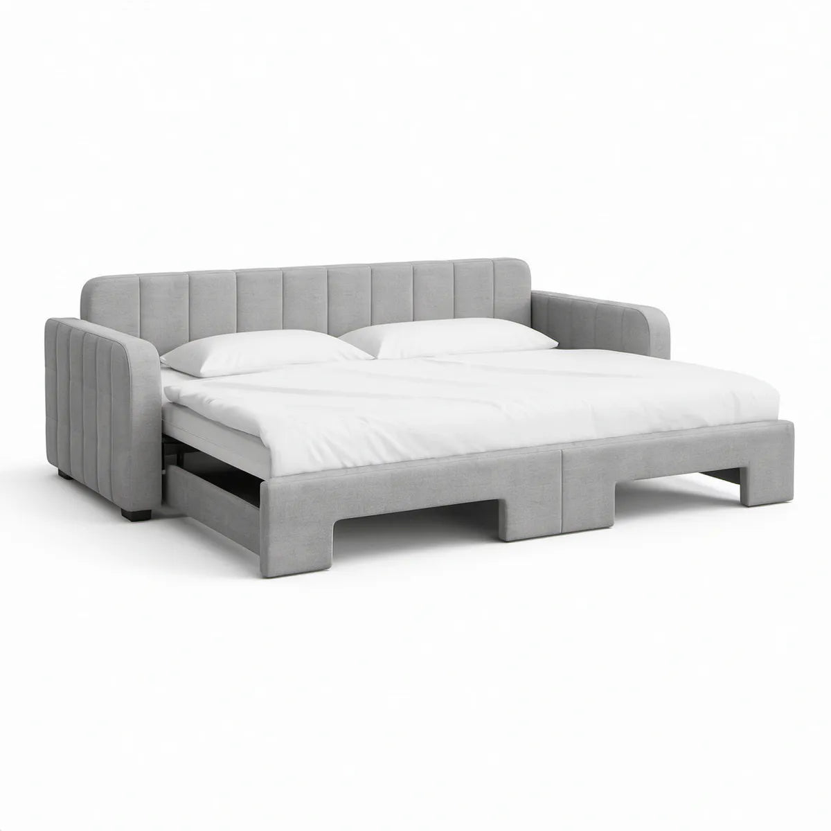 Gepolstertes Doppelbett mit Armlehnen 180 x 200 cm Grau