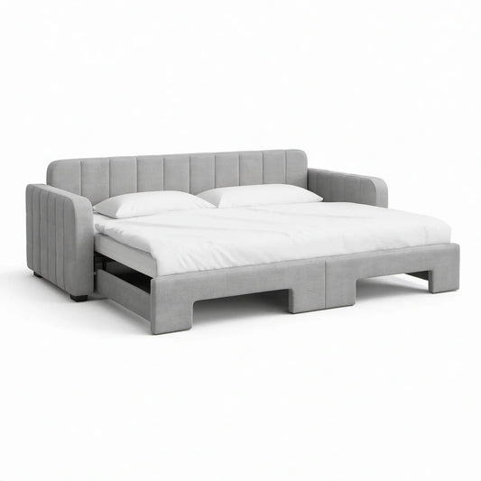 Gepolstertes Doppelbett mit Armlehnen 180 x 200 cm Grau